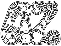 Download, print, color-in, colour-in Hippie Lowercase Pack